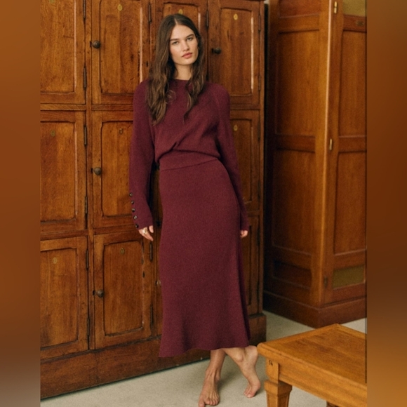 Sezane Dresses & Skirts - Sezane Naelle Skirt, Merino Wool, Burgundy, Size XS, NWT